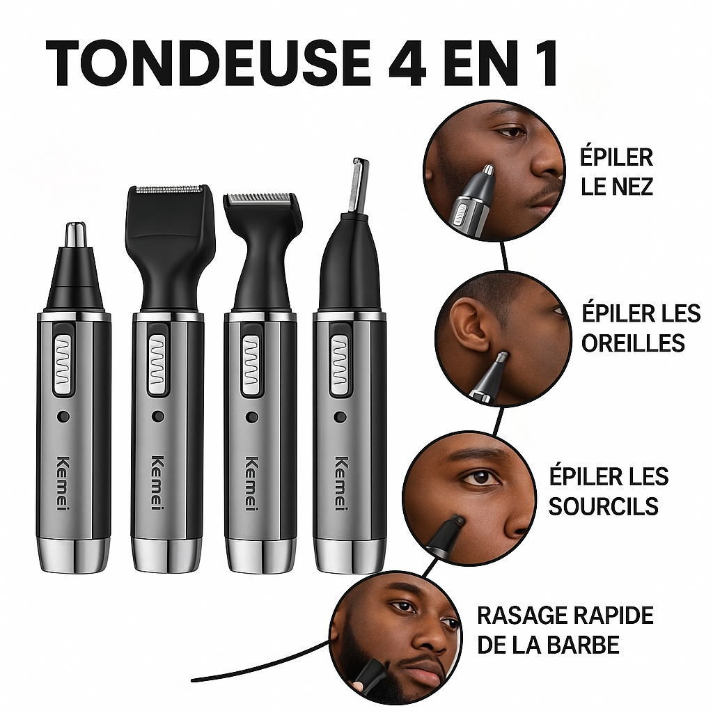 kit de tondeuse multifonctions avec 4 têtes interchangeables
