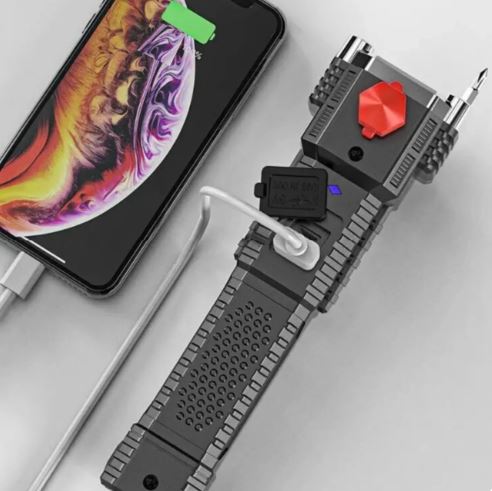 Lampe de Poche LED de Sécurité 8-en-1 Rechargeable