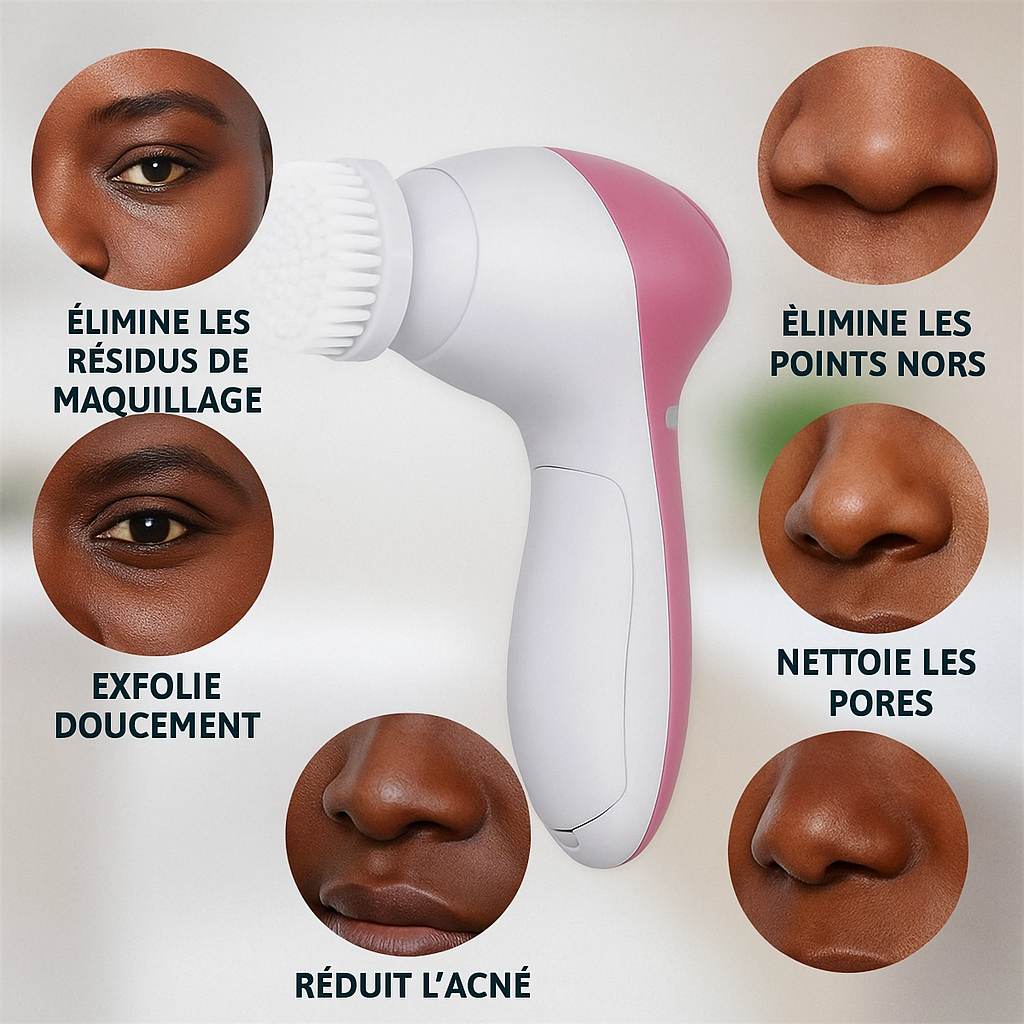 Brosse de Soin & Massage du Visage 5 en 1 – Peau Nette & Éclatante