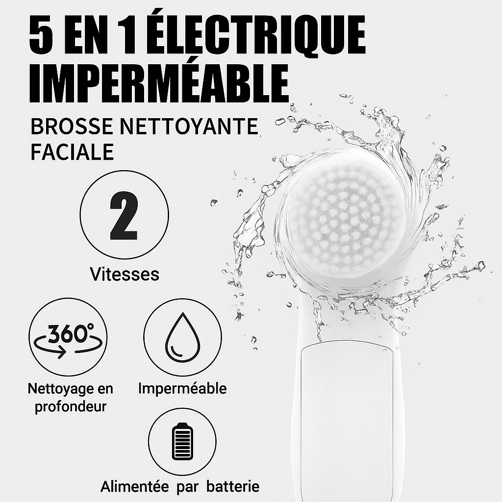 Brosse de Soin & Massage du Visage 5 en 1 – Peau Nette & Éclatante