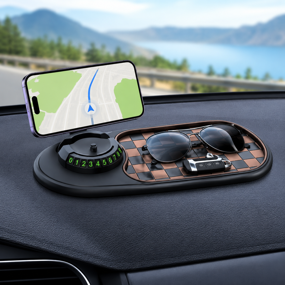 Tapis Antidérapant Multifonctions pour Voiture - Support de téléphones et accessoires