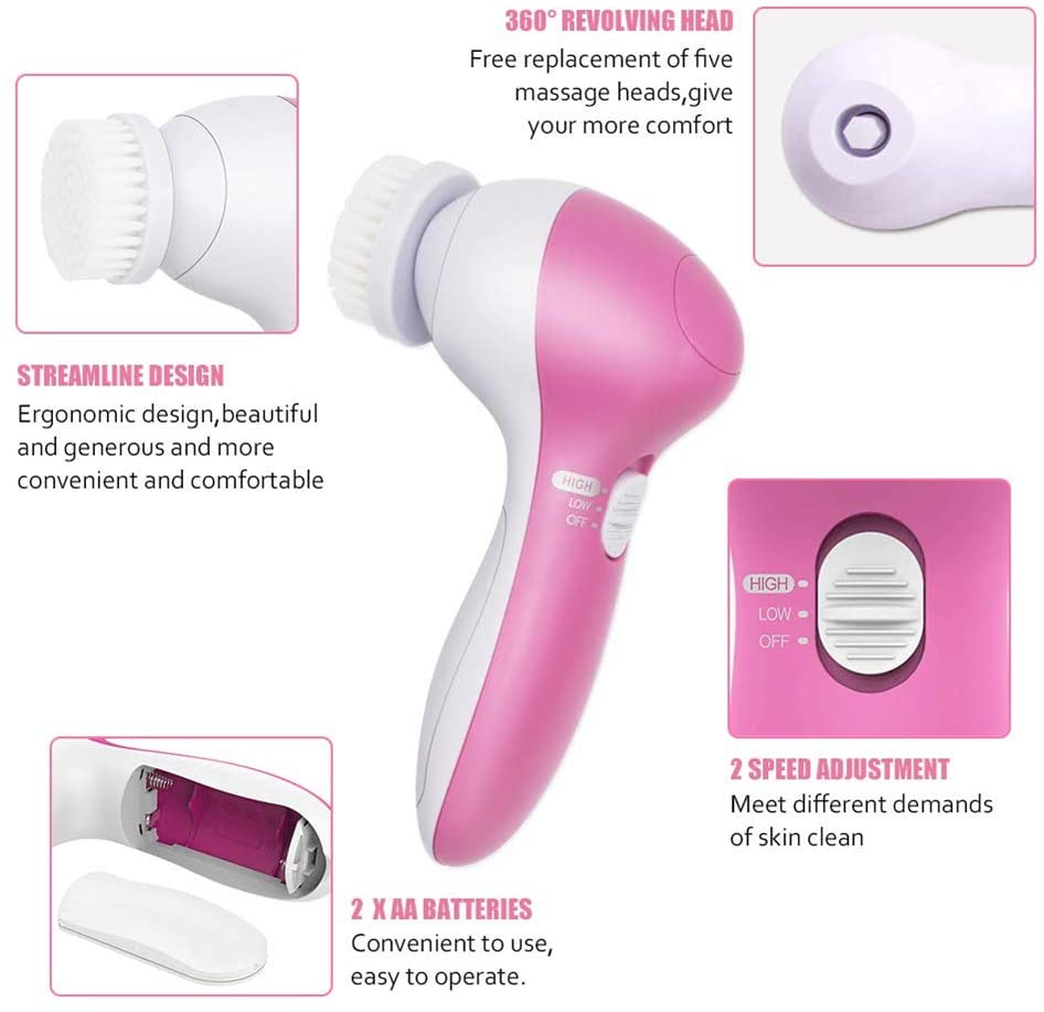 Brosse de Soin & Massage du Visage 5 en 1 – Peau Nette & Éclatante